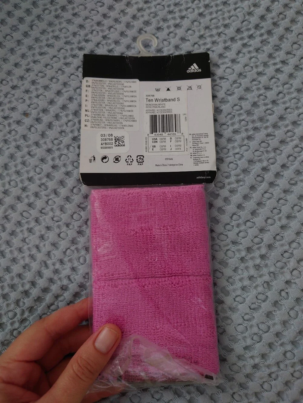 adidas Pink Terry Wristbands with White Logo Size S Brand New! Never Worn!